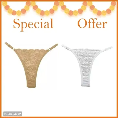 G Thong Lace Panty - Free Size PACK OF 2 WHITE SKIN