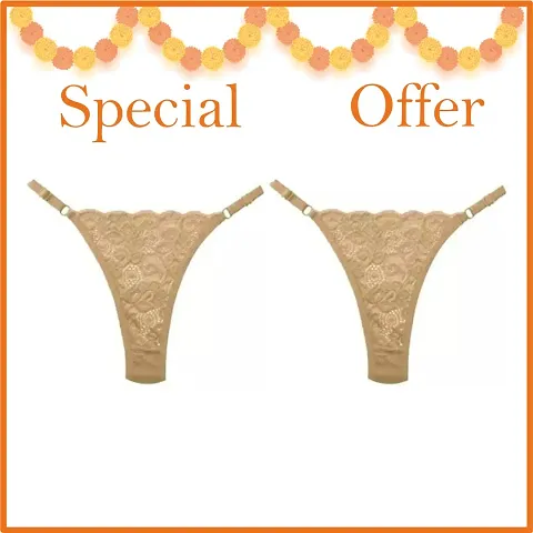 Fancy Lace Thong Panty Combo For Women