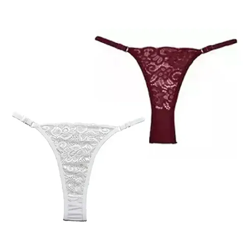 Classy Solid Thongs Panty for Women, Pack of 2