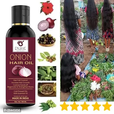 Enjave Onion Blackseed Hair oil For Hair Fall Control, onion oil, hair oil, Hair Growth Oil, adivasi herbal oil, red onion hair oil, bal ugane ka tel, argon oil, blackseed oil, pyaj ka oil Pack of 1