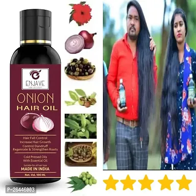 Enjave Onion Blackseed Hair oil For Hair Fall Control, onion oil, hair oil, Hair Growth Oil, adivasi herbal oil, red onion hair oil, bal ugane ka tel, argon oil, blackseed oil, pyaj ka oil Pack of 1