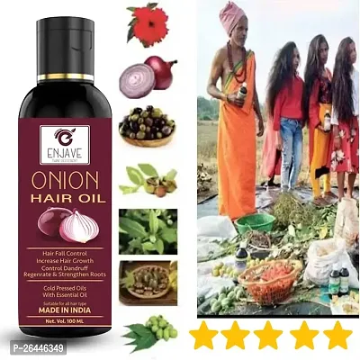 Enjave Onion Blackseed Hair oil For Hair Fall Control, onion oil, hair oil, Hair Growth Oil, adivasi herbal oil, red onion hair oil, bal ugane ka tel, argon oil, blackseed oil, pyaj ka oil Pack of 1