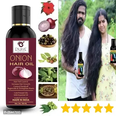 Enjave Onion Blackseed Hair oil For Hair Fall Control, onion oil, hair oil, Hair Growth Oil, adivasi herbal oil, red onion hair oil, bal ugane ka tel, argon oil, blackseed oil, pyaj ka oil Pack of 1