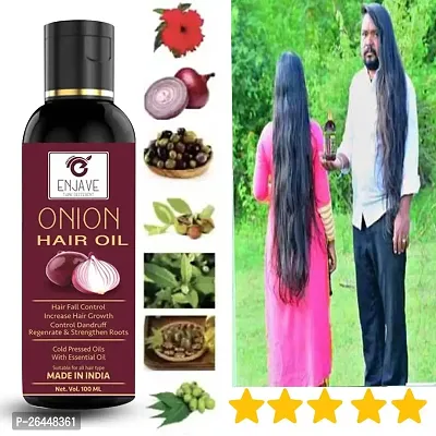 Enjave Onion Blackseed Hair oil For Hair Fall Control, onion oil, hair oil, Hair Growth Oil, adivasi herbal oil, red onion hair oil, bal ugane ka tel, argon oil, blackseed oil, pyaj ka oil Pack of 1