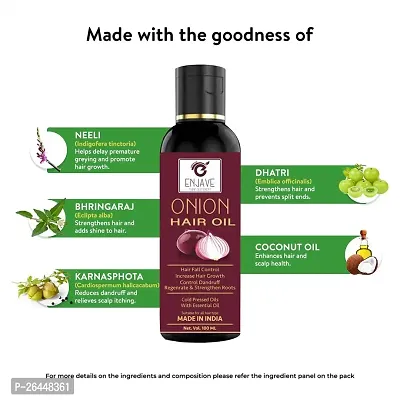 Enjave Onion Blackseed Hair oil For Hair Fall Control, onion oil, hair oil, Hair Growth Oil, adivasi herbal oil, red onion hair oil, bal ugane ka tel, argon oil, blackseed oil, pyaj ka oil Pack of 1-thumb3