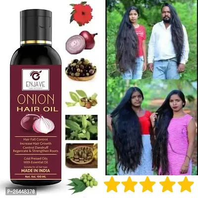 Enjave Onion Blackseed Hair oil For Hair Fall Control, onion oil, hair oil, Hair Growth Oil, adivasi herbal oil, red onion hair oil, bal ugane ka tel, argon oil, blackseed oil, pyaj ka oil Pack of 1