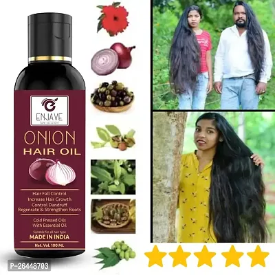 Enjave Onion Blackseed Hair oil For Hair Fall Control, onion oil, hair oil, Hair Growth Oil, adivasi herbal oil, red onion hair oil, bal ugane ka tel, argon oil, blackseed oil, pyaj ka oil Pack of 1