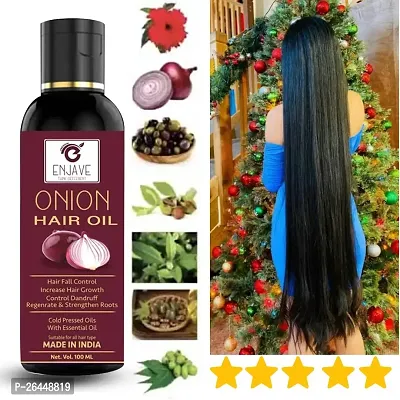 Enjave Onion Blackseed Hair oil For Hair Fall Control, onion oil, hair oil, Hair Growth Oil, adivasi herbal oil, red onion hair oil, bal ugane ka tel, argon oil, blackseed oil, pyaj ka oil Pack of 1