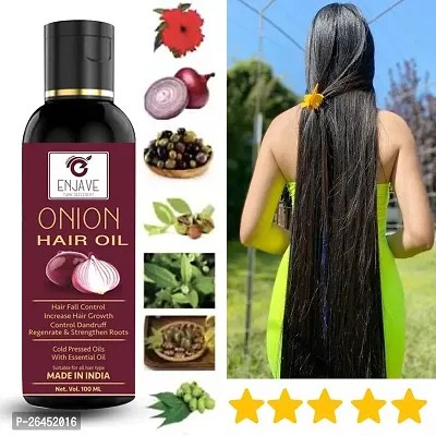 Enjave Onion Blackseed Hair oil For Hair Fall Control, onion oil, hair oil, Hair Growth Oil, adivasi herbal oil, red onion hair oil, bal ugane ka tel, argon oil, blackseed oil, pyaj ka oil Pack of 1