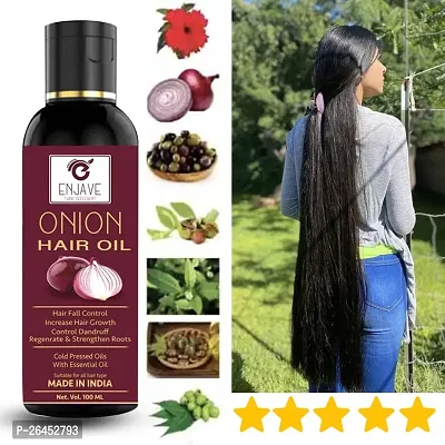 Enjave Onion Blackseed Hair oil For Hair Fall Control, onion oil, hair oil, Hair Growth Oil, adivasi herbal oil, red onion hair oil, bal ugane ka tel, argon oil, blackseed oil, pyaj ka oil Pack of 1