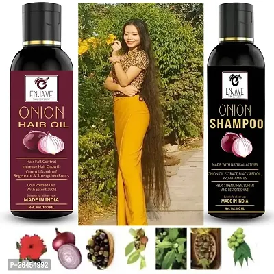 Enjave Onion Blackseed Hair oil Onion shampoo For Hair Fall Control, onion oil, hair oil, Hair Growth Oil, adivasi herbal oil, red onion hair oil, bal ugane ka tel, argon oil, blackseed oil, Pack 2