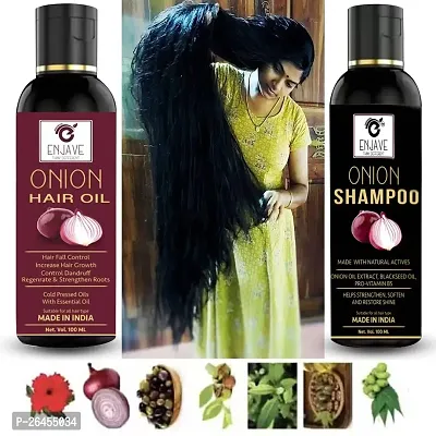 Enjave Onion Blackseed Hair oil Onion shampoo For Hair Fall Control, onion oil, hair oil, Hair Growth Oil, adivasi herbal oil, red onion hair oil, bal ugane ka tel, argon oil, blackseed oil, Pack 2