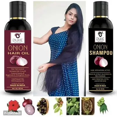 Enjave Onion Blackseed Hair oil Onion shampoo For Hair Fall Control, onion oil, hair oil, Hair Growth Oil, adivasi herbal oil, red onion hair oil, bal ugane ka tel, argon oil, blackseed oil, Pack 2