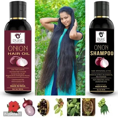 Enjave Onion Blackseed Hair oil  Onion shampoo For Hair Fall Control, onion oil, hair oil, Hair Growth Oil, adivasi herbal oil, red onion hair oil, bal ugane ka tel, argon oil, blackseed oil, Pack 2-thumb0