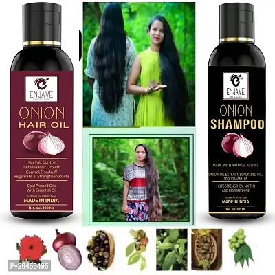 Enjave Onion Blackseed Hair oil Onion shampoo For Hair Fall Control, onion oil, hair oil, Hair Growth Oil, adivasi herbal oil, red onion hair oil, bal ugane ka tel, argon oil, blackseed oil, Pack 2