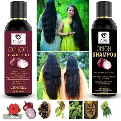 Enjave Onion Blackseed Hair oil  Onion shampoo For Hair Fall Control, onion oil, hair oil, Hair Growth Oil, adivasi herbal oil, red onion hair oil, bal ugane ka tel, argon oil, blackseed oil, Pack 2-thumb0