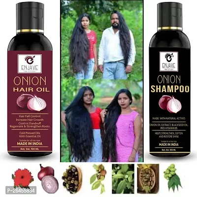 Enjave Onion Blackseed Hair oil Onion shampoo For Hair Fall Control, onion oil, hair oil, Hair Growth Oil, adivasi herbal oil, red onion hair oil, bal ugane ka tel, argon oil, blackseed oil, Pack 2