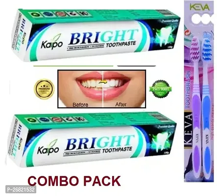 COMBO PACK KAIPO Bright Toothpaste Mousse Stains Removal  Keep Teeth White Toothpaste  (100 g) PACK OF 2 WITH KEVA TOOTHBRUSH FREE-thumb0
