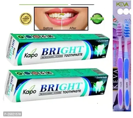 COMBO PACK KAIPO Bright Toothpaste Mousse Stains Removal  Keep Teeth White Toothpaste  (100 g) PACK OF 2 WITH KEVA TOOTHBRUSH FREE
