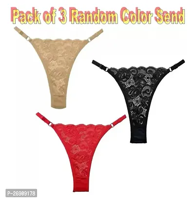 Adjustable Women Net G-Strings/Thong Panty for Women Pack of 3 Random Color-thumb0