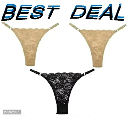 Stylish Cotton G String  Thong Panty for Women Pack of 3-thumb0