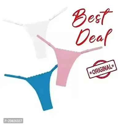 Stylish Cotton G String  Thong Panty for Women Pack of 3-thumb0