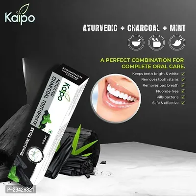 KAIPO Pure  Primium Activated Charcoal Toothpaste ( 4x100=400g ) Pack of 4)-thumb4