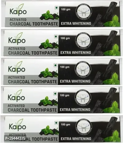 Kaipo Activated Charcoal Toothpaste, Pack of Deep Clean Toothpaste with Bamboo Charcoal for Plaque Removal, Tingling Fresh Mouth Experience (500 G) Pack of 5-thumb0