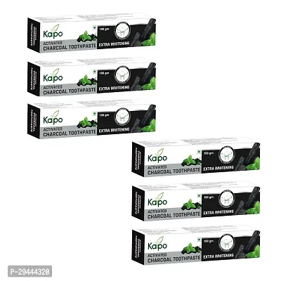 Kaipo Activated Charcoal Toothpaste : Extra Whitening : 100gms : Pack of 6