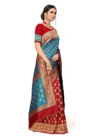 Mumaku Women's Jacquard Woven Silk Saree With Blouse Piece (nl13_b-red,p-firozi_firozi)-thumb3