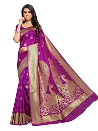 Sansrukti Clothings Women's Jacquard Woven Banarasi Silk Saree (Magenta)-thumb2