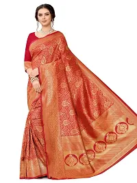 Sansrukti Clothings Women's Woven Cotton Saree with Blouse (32_RED_Red).-thumb2