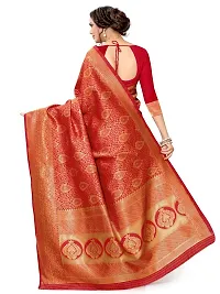 Sansrukti Clothings Women's Woven Cotton Saree with Blouse (32_RED_Red).-thumb1