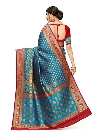 Mumaku Women's Jacquard Woven Silk Saree With Blouse Piece (nl13_b-red,p-firozi_firozi)-thumb4