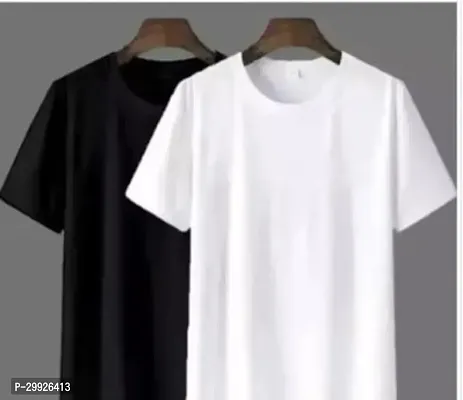 Fabulous Polyester Solid Round Neck Tees For Men- Pack Of 2-thumb0