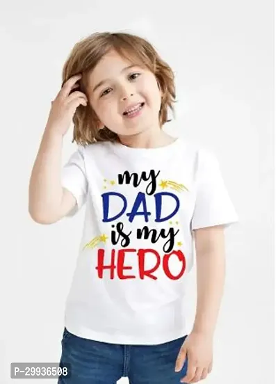 Elegant White Printed Polyester Round Neck T-Shirts For Boys