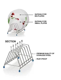 Classic SteelsThali Rack,Dish Rack,Plate Stand,Dish Stand Lid Utensil 6 Section Plate Kitchen Rack-thumb1