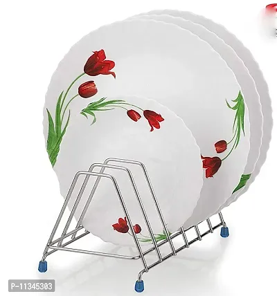 Classic SteelsThali Rack,Dish Rack,Plate Stand,Dish Stand Lid Utensil 6 Section Plate Kitchen Rack-thumb3