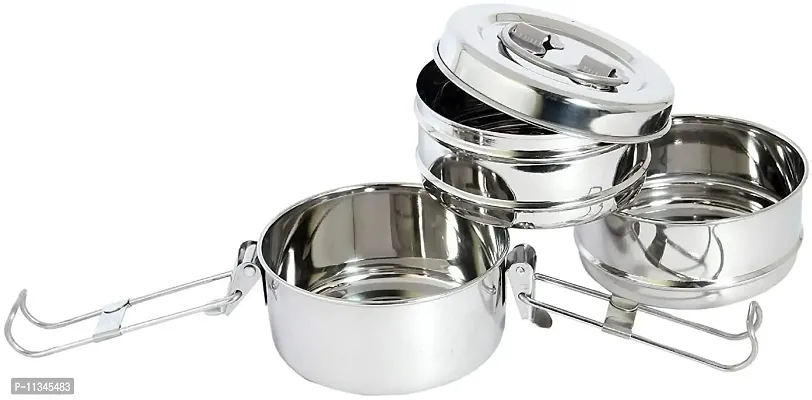 Classic Steels Stainless Steel Tiffin, Lunch Box -3 Layer 3 Containers Lunch Box 3 Containers Lunch Box-thumb3