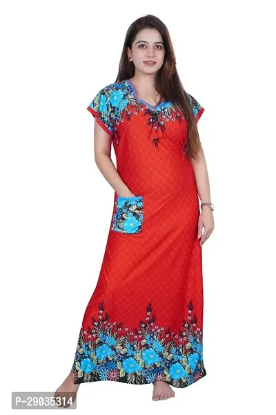 Fancy Satin Printed Nighty For Women