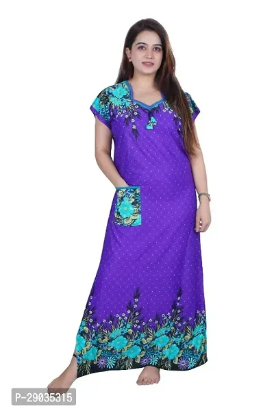 Fancy Satin Printed Nighty For Women