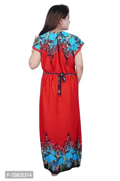 Fancy Satin Printed Nighty For Women-thumb2