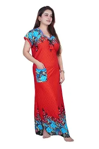 Fancy Satin Printed Nighty For Women-thumb2