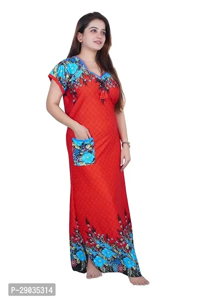 Fancy Satin Printed Nighty For Women-thumb3