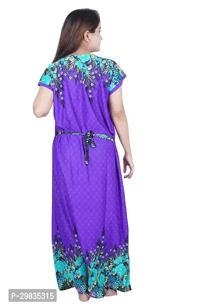 Fancy Satin Printed Nighty For Women-thumb2