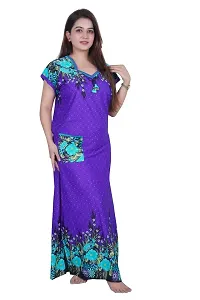 Fancy Satin Printed Nighty For Women-thumb2