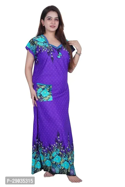 Fancy Satin Printed Nighty For Women-thumb3