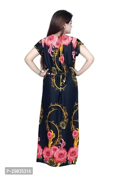 Fancy Satin Printed Nighty For Women-thumb4