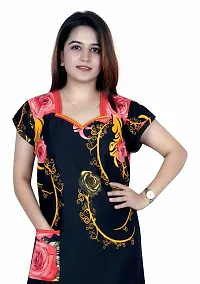 Fancy Satin Printed Nighty For Women-thumb2