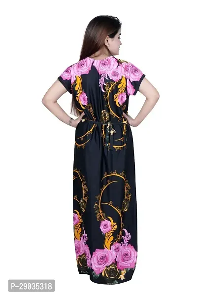 Fancy Satin Printed Nighty For Women-thumb4